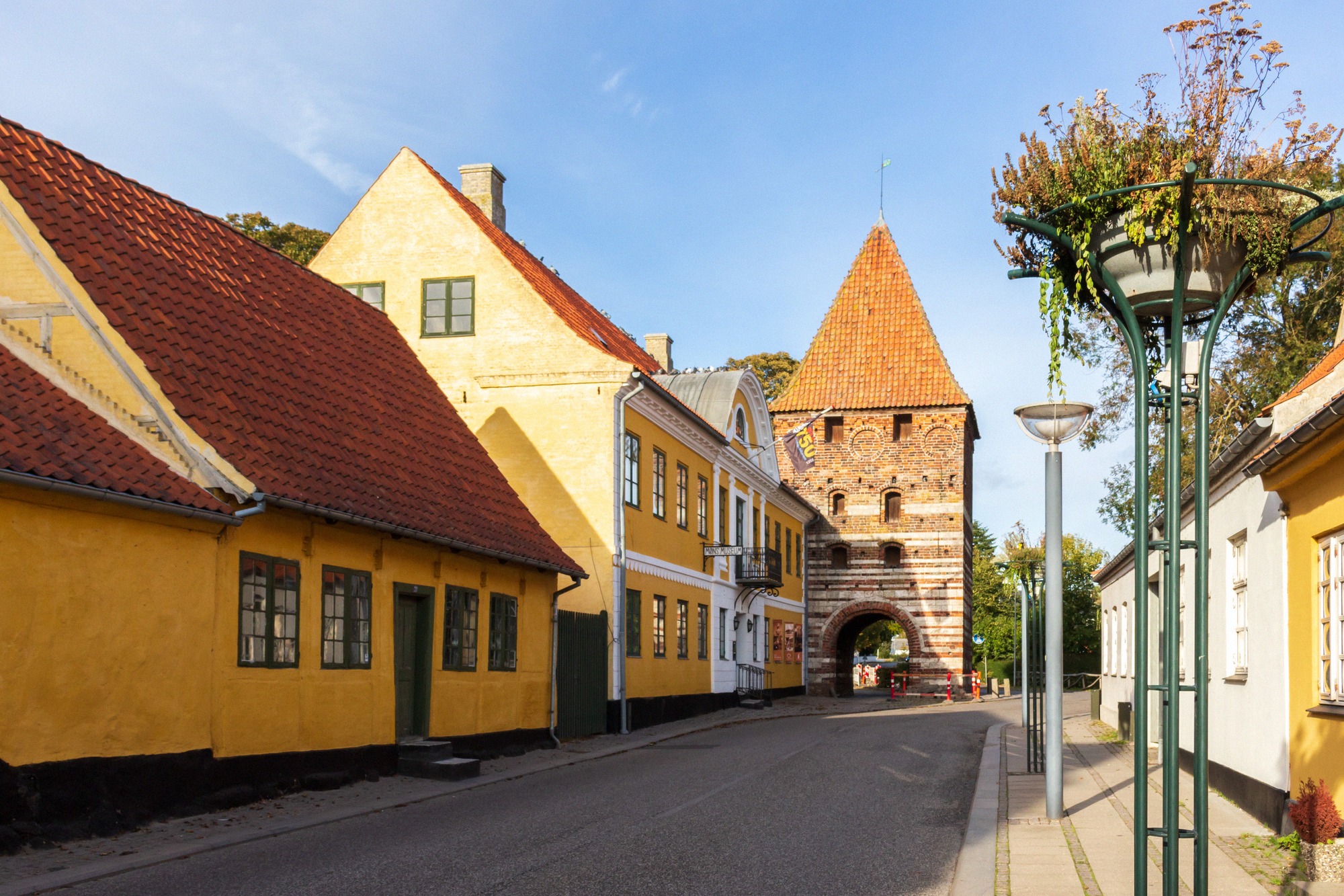The distinctive mill gate with Møn Museum in the medieval town of Stege.