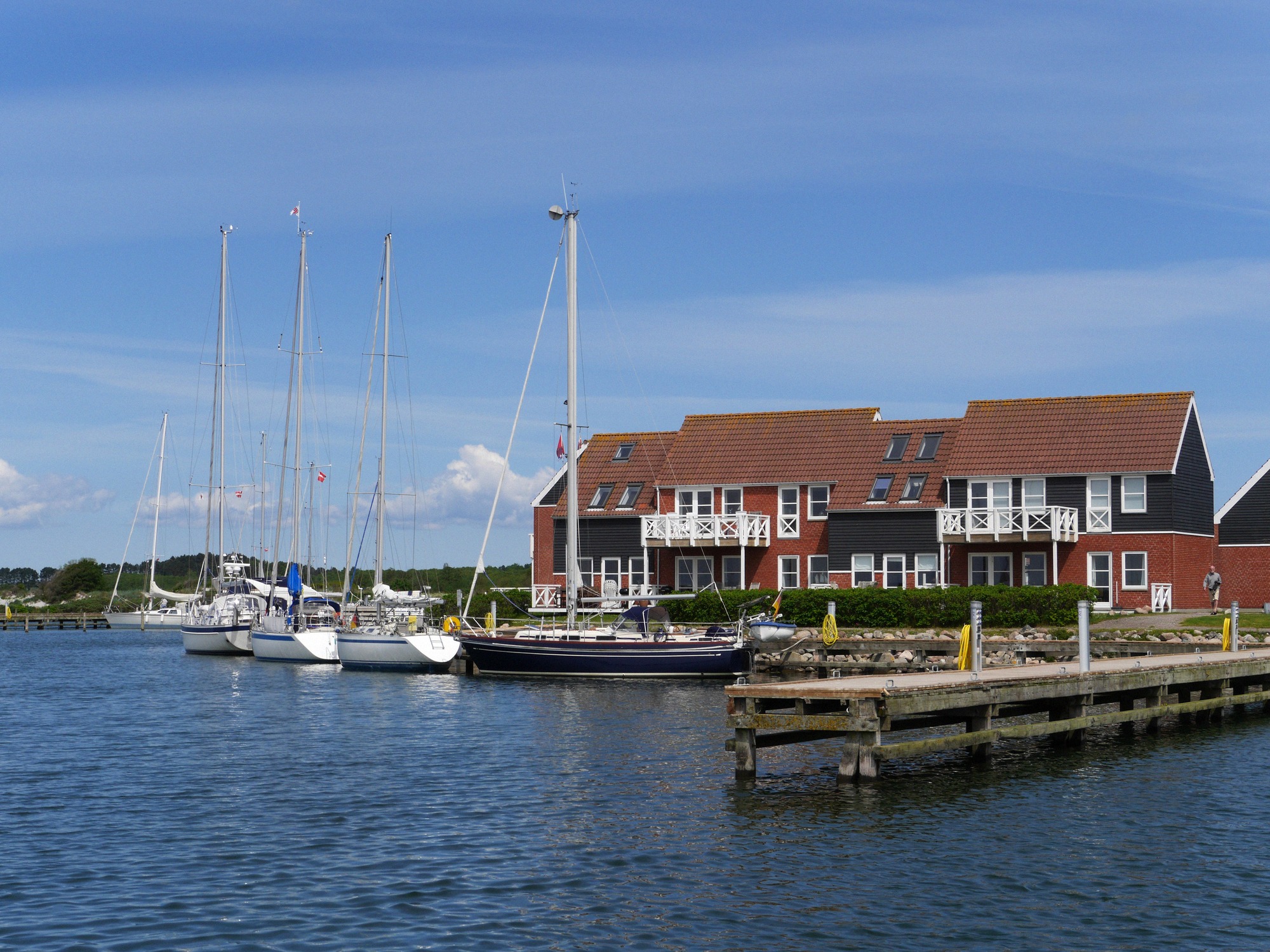 The marina at Klintholm Havn, a stopover for many sailors. Marina and holiday homes in Klintholm Havn